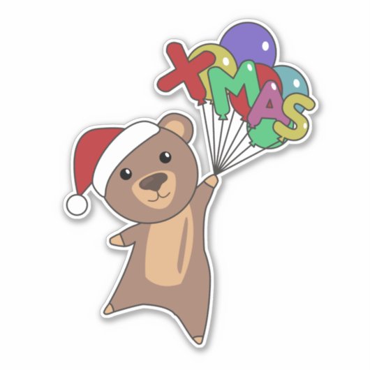 Bear Frohe Weihnachts-Wintertiere Bärensticker Aufkleber (Vorderseite)