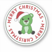 Bear Frohe Weihnachts-Wintertiere Bärensticker Aufkleber (Vorderseite)