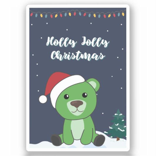 Bear Frohe Weihnachts-Wintertiere Bärensticker Aufkleber (Vorderseite)