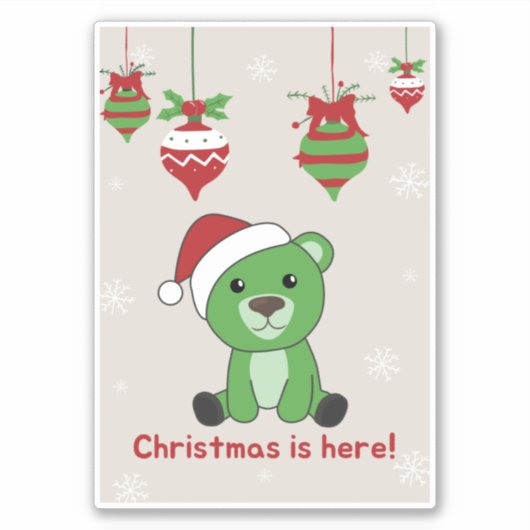 Bear Frohe Weihnachts-Wintertiere Bärensticker Aufkleber (Vorderseite)