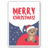 Bear Frohe Weihnachts-Wintertiere Bärensticker Aufkleber (Vorderseite)