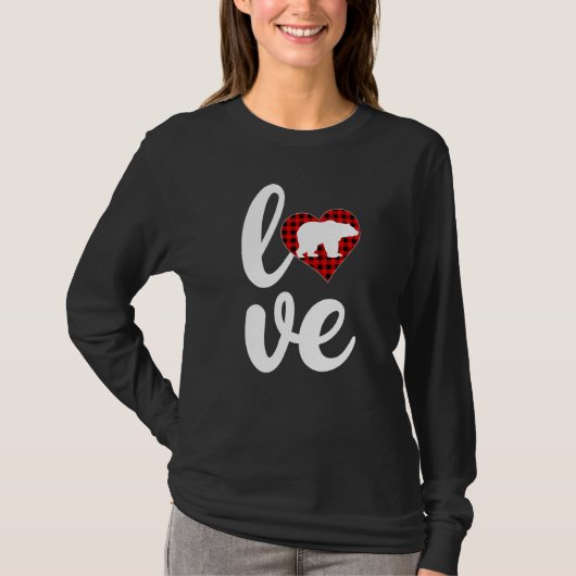 Bear Funny Buffalo Karierte Liebe Bear Valentine S T-Shirt (Vorderseite)