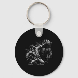 Bear Funny Man Punching Bär Retro Vintag Jagd Schlüsselanhänger