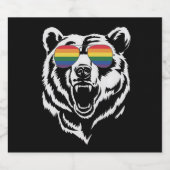 Bear Gay LGBTQ Rainbow Sunglasses Pride Flag Bierflaschenetikett (Einzelnes Label)