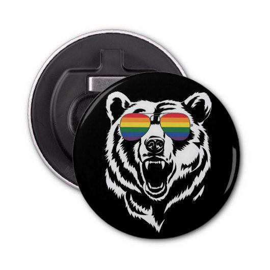Bear Gay LGBTQ Rainbow Sunglasses Pride Flag Flaschenöffner (Vorderseite)