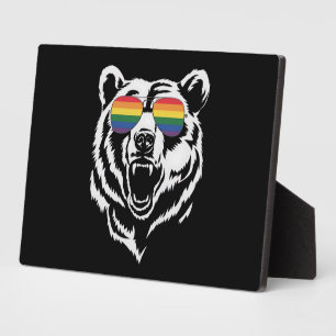 Bear Gay LGBTQ Rainbow Sunglasses Pride Flag Fotoplatte