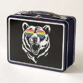 Bear Gay LGBTQ Rainbow Sunglasses Pride Flag Metall Brotdose (Vorderseite)