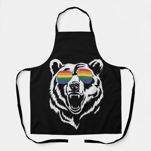 Bear Gay LGBTQ Rainbow Sunglasses Pride Flag Schürze (Vorderseite)