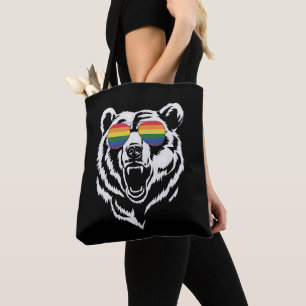 Bear Gay LGBTQ Rainbow Sunglasses Pride Flag Tasche