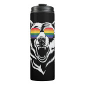 Bear Gay LGBTQ Rainbow Sunglasses Pride Flag Thermosbecher (Vorderseite)
