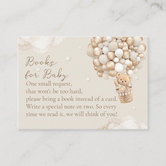 Bear Gender Neutral Baby Shower Book Request Begleitkarte (Vorderseite)