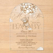 Bear Gender Reveal Acryleinladungen (Vorderseite)