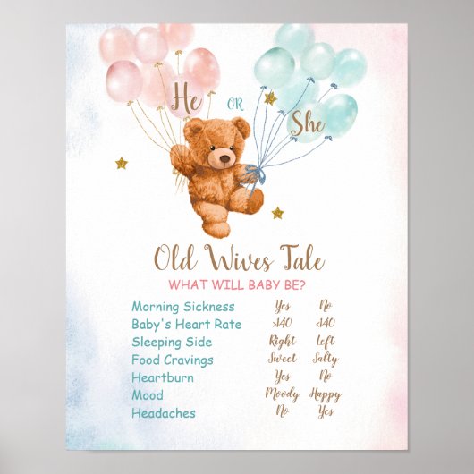 Bear Gender Reveal Alte Ehefrauen Tales Poster (Vorne)