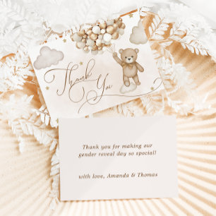 Bear Gender Reveal Baby Dusche Vielen Dank Dankeskarte