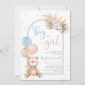 Bear Gender Reveal Baby Shower Einladung (Vorderseite)