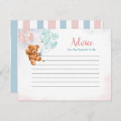 Bear Gender Reveal Ballon Gold Star Advice Card Begleitkarte (Vorne/Hinten)