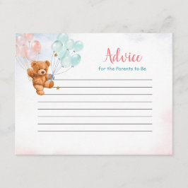Bear Gender Reveal Ballon Gold Star Advice Card Begleitkarte