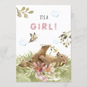 *~* Bear Genießen Blume Baby Girl Dusche Einladung