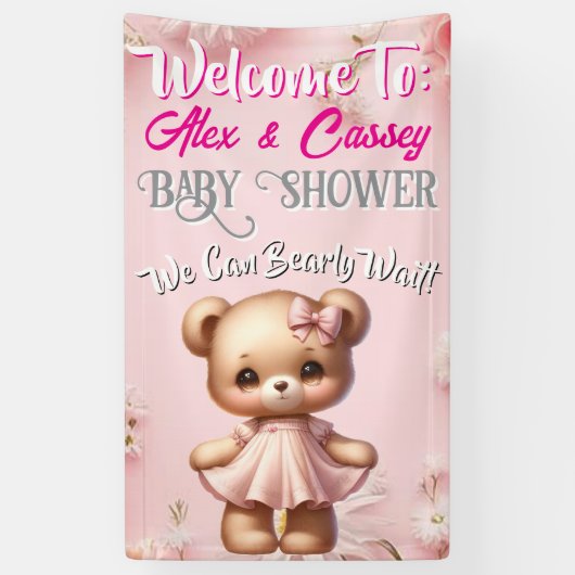 Bear Girl Baby Shower Banner (Vertikal)