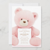 Bear Girl Baby Shower Einladung (Vorderseite)