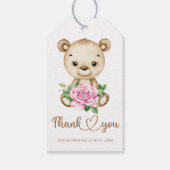 Bear Girl Babydusche Danke Geschenkanhänger (Rückseite)