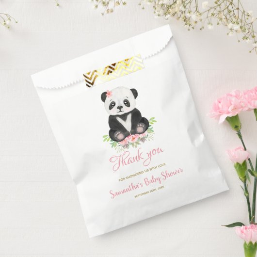 Bear Girl Babydusche Elegante Rosa Grüne Geschenktütchen (Versiegelt)