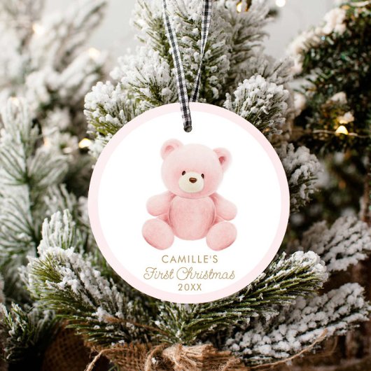 Bear Girl First Christmas Foto Ornament