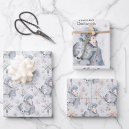 Bear & Girl personalisiert feierlich Geschenkpapier Set