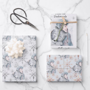 Bear & Girl personalisiert feierlich Geschenkpapier Set