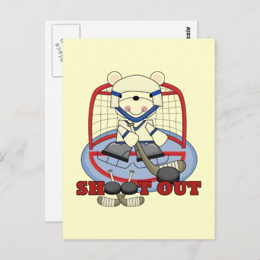 Bear Goalie Shoot Out Hockey Tshirts und Geschenke Postkarte (Vorne/Hinten)