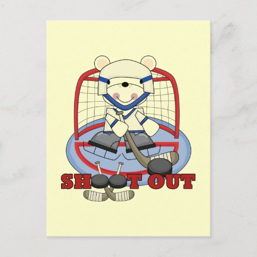 Bear Goalie Shoot Out Hockey Tshirts und Geschenke Postkarte (Vorderseite)