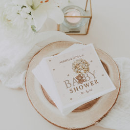 Bear Gold Balloons Babydusche Serviette