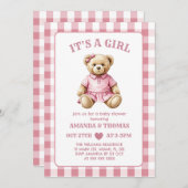 Bear Golf Girl Baby Dusche Einladung (Vorne/Hinten)