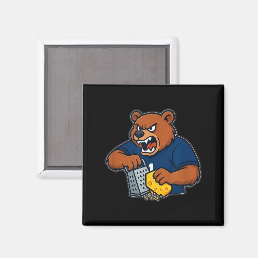 Bear Grating Cheese Funny  Magnet (Vorderseite/Rückseite)