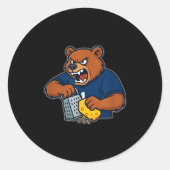 Bear Grating Cheese Funny Runder Aufkleber (Vorderseite)