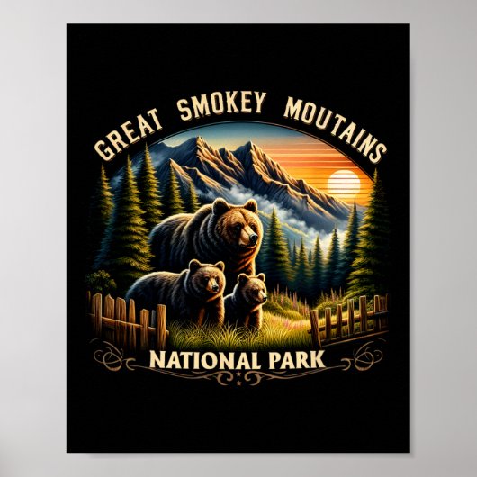 Bear Great Smokey Mountains National Park Black Be Poster (Vorne)