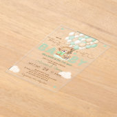 Bear Green Balloons Babydusche Acryleinladungen (Ablage )