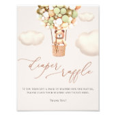 Bear Green Gold Balloons Diaper Raffel-Zeichen Fotodruck (Vorne)