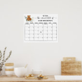 Bear Greenery Baby Dusche Ratschlag Fälligkeitsdat Poster (Küche)