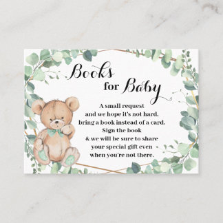Bear Greenery Bringen Sie ein Buch Baby Shower Car Platzkarte