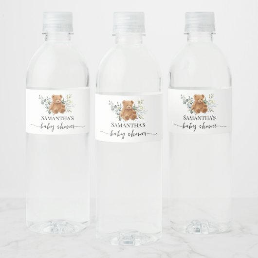 Bear Greenery Eucalyptus Baby Dusche Wasser Flasch Wasserflaschenetikett (Flaschen)