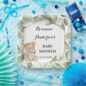 Bear Greenery Gold Baby Dusche Pappteller (Party)