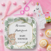 Bear Greenery Gold Baby Dusche Pappteller (Party)