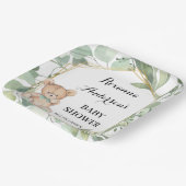 Bear Greenery Gold Baby Dusche Pappteller (Gewinkelt)