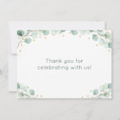 Bear Greenery Gold Baby Dusche Vielen Dank Dankeskarte (Rückseite)