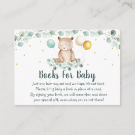 Bear Greenery Gold Baby Shower Buy Request Begleitkarte