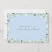 Bear Greenery Gold Blue Baby Dusche Vielen Dank Dankeskarte (Rückseite)