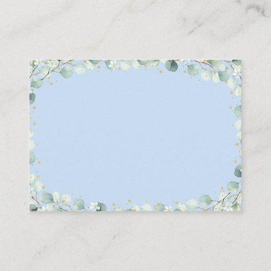 Bear Greenery Gold Blue Baby Dusche Windelwanne Wi Begleitkarte (Rückseite)