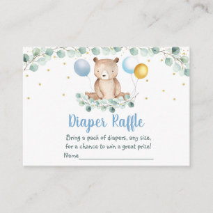Bear Greenery Gold Blue Baby Dusche Windelwanne Wi Begleitkarte