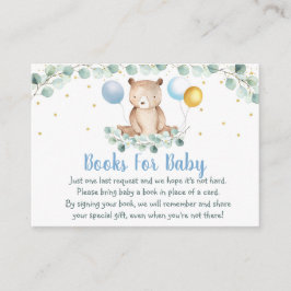 Bear Greenery Gold Blue Baby Shower Buy Request Begleitkarte